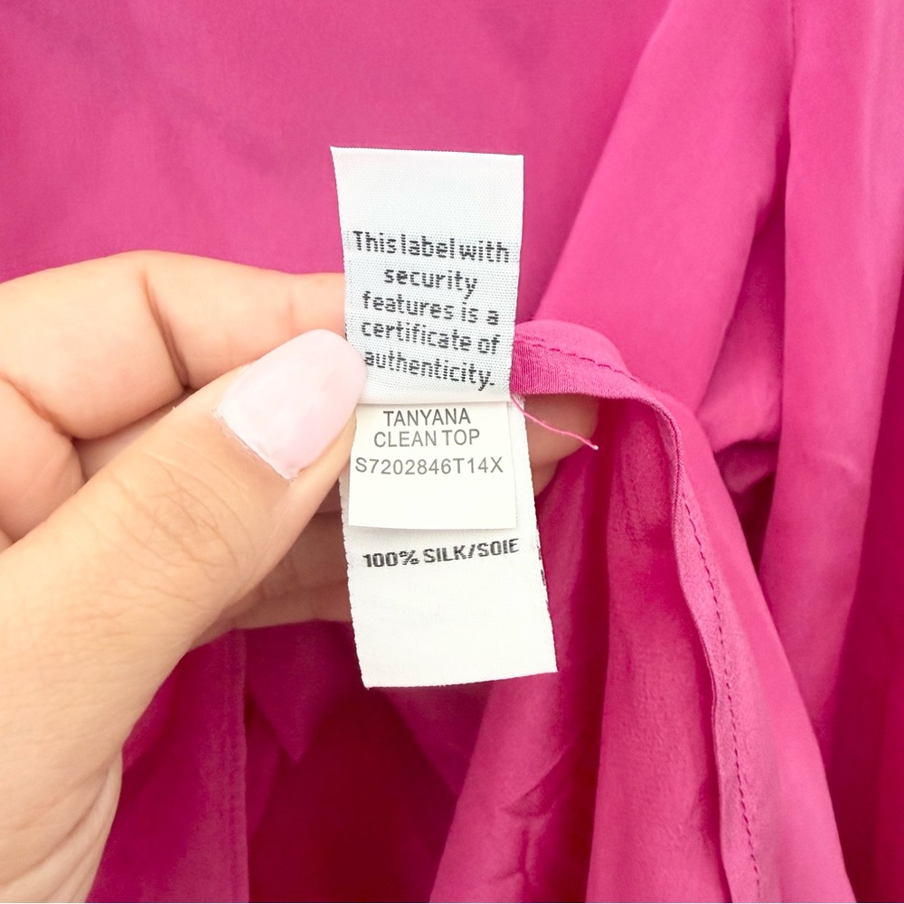 Diane von Furstenberg Tanyana Clean Silk Blouse Magenta Women's Size 12 - Picture 5 of 8